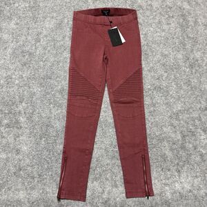 New Beulah Women's‎ Skinny Fit Leggings Size M Medium Red Dark Wash Pants